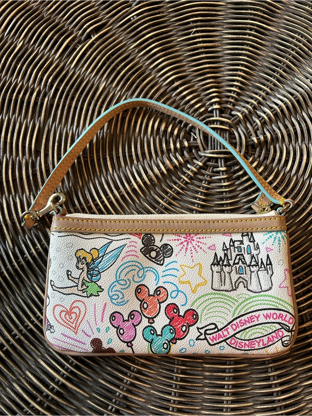 Dooney & Bourke Cream Multicolor Disney Sketch Wristlet - Picture 2 of 3